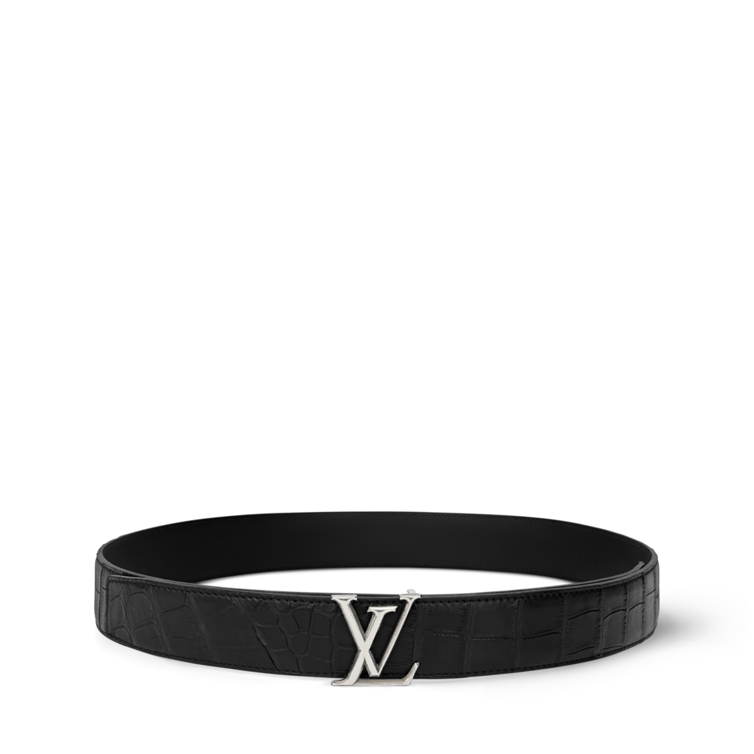 LV Atelier Crocodile 35MM Reversible Belt - Luxury Black | LOUIS